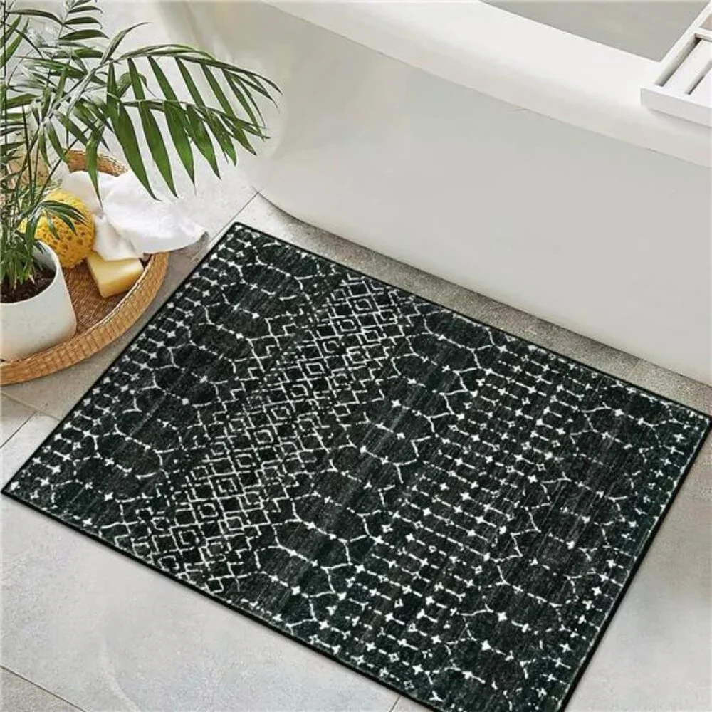 Moroccan Entry Rug 2x3, Non-Slip Washable Front Door Mat Indoor Rubber Backing